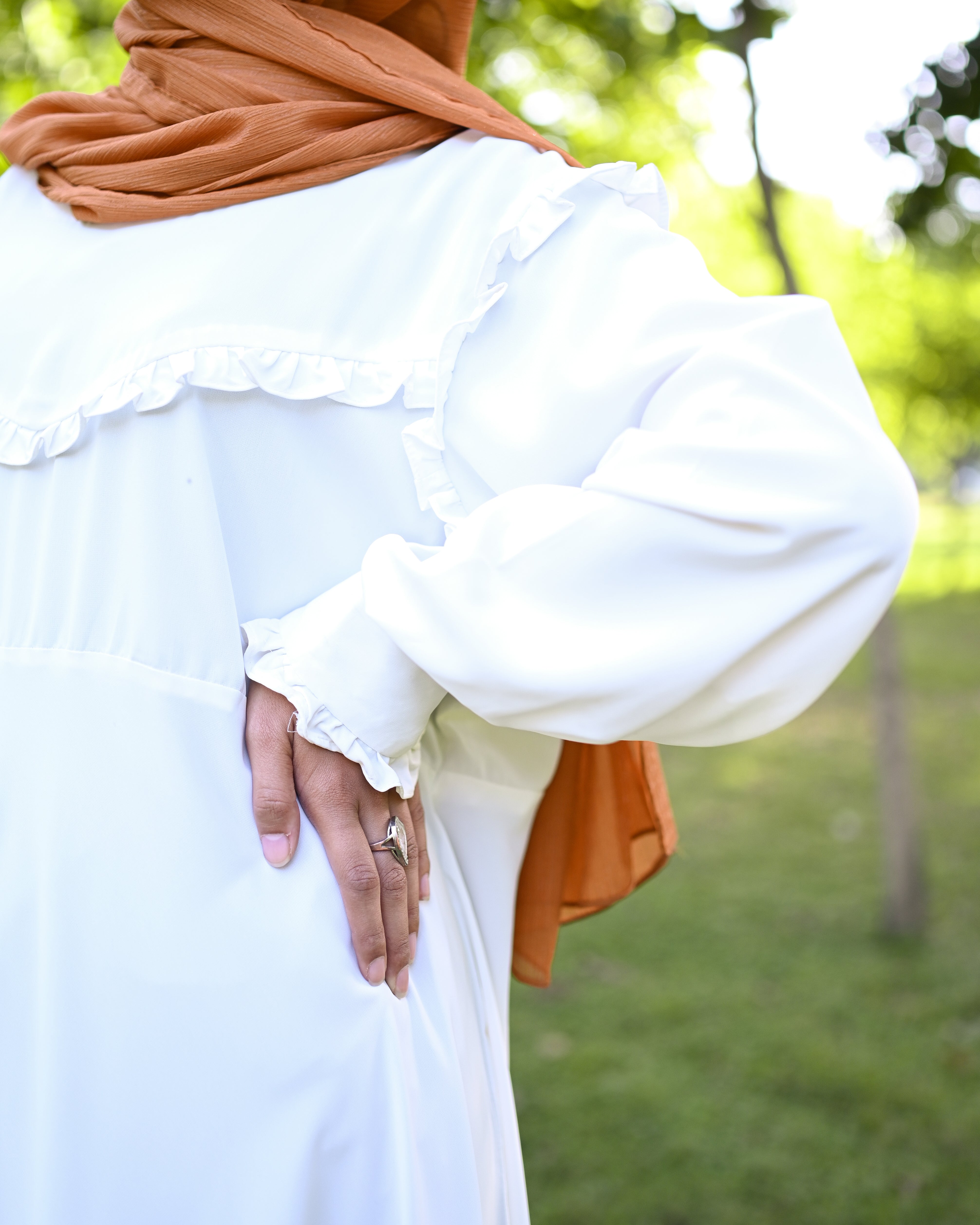 White Umbrella Bottom Abaya