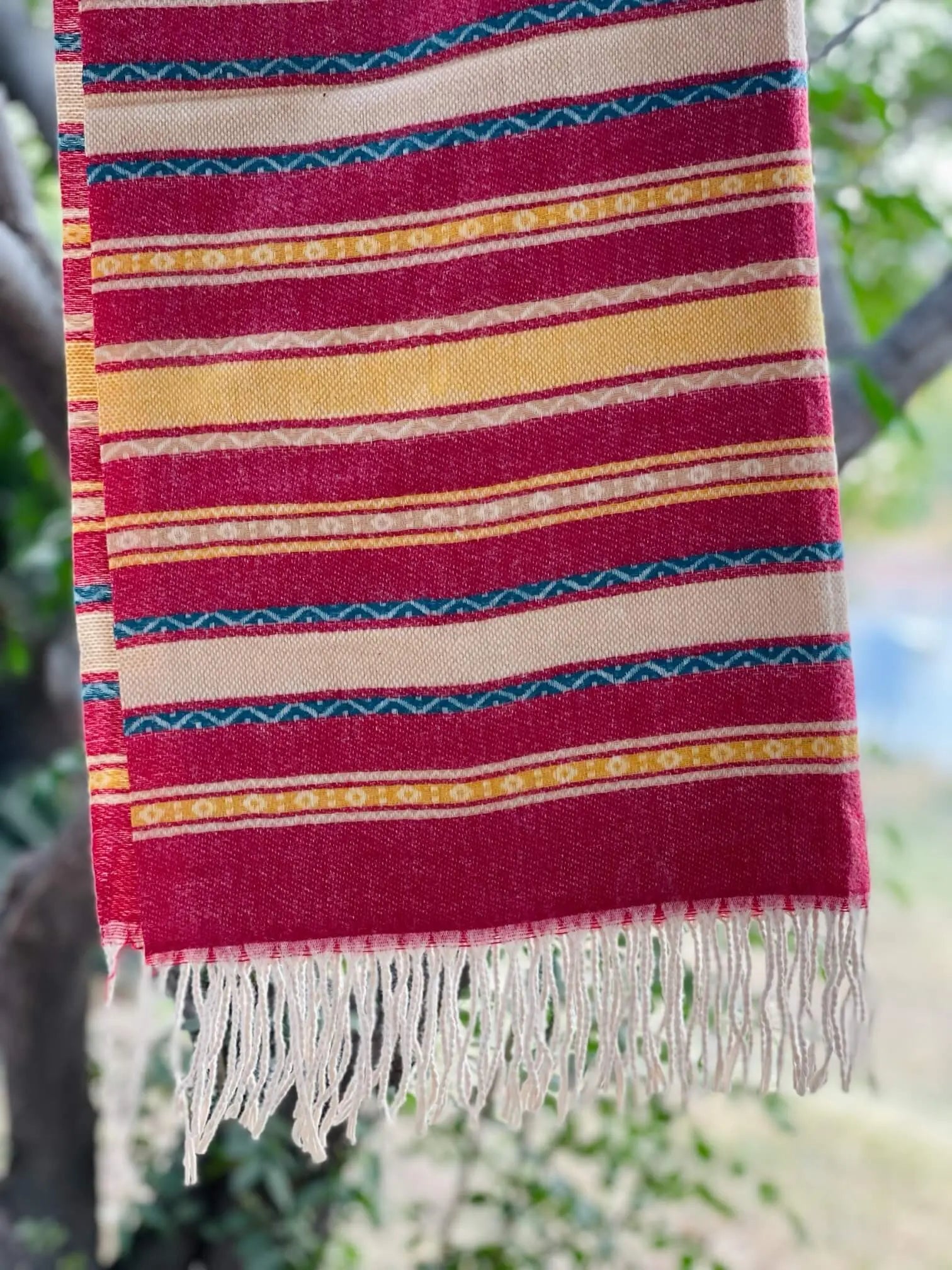 Red Lining Cashmere Wool Hijab